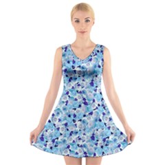 Gardenia Cold V-neck Sleeveless Skater Dress by jumpercat