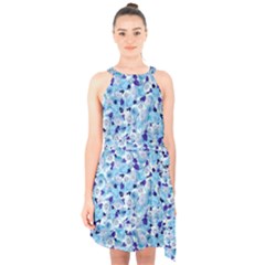 Gardenia Cold Halter Collar Waist Tie Chiffon Dress by jumpercat