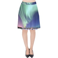 Aurora Borealis Alaska Space Velvet High Waist Skirt by BangZart