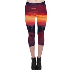 New York City Urban Skyline Harbor Capri Leggings  by BangZart