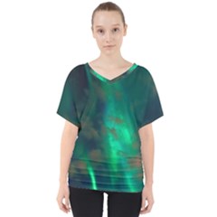 Northern Lights Plasma Sky V-neck Dolman Drape Top by BangZart