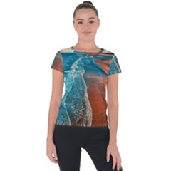 Sea Ocean Coastline Coast Sky Short Sleeve Sports Top  by BangZart