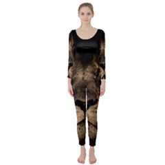 African Lion Mane Close Eyes Long Sleeve Catsuit by BangZart