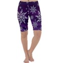 Christmas Star Ice Crystal Purple Background Cropped Leggings  View1