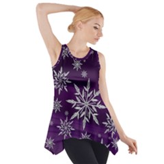 Christmas Star Ice Crystal Purple Background Side Drop Tank Tunic by BangZart