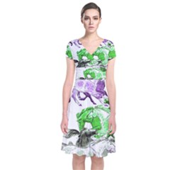 Horse Horses Animal World Green Short Sleeve Front Wrap Dress by BangZart