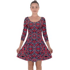 Exotic Intricate Modern Pattern Quarter Sleeve Skater Dress by dflcprints