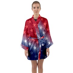 America Patriotic Red White Blue Long Sleeve Kimono Robe by BangZart