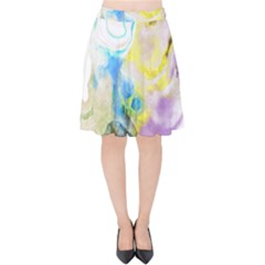 Watercolour Watercolor Paint Ink Velvet High Waist Skirt by BangZart