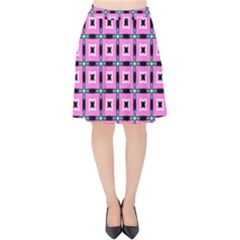 Pattern Pink Squares Square Texture Velvet High Waist Skirt by BangZart