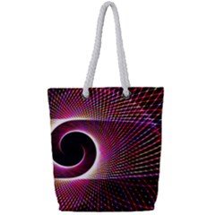 Grid Bent Vibration Ease Bend Full Print Rope Handle Tote (small) by BangZart