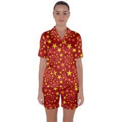 Star Stars Pattern Design Satin Short Sleeve Pyjamas Set by BangZart