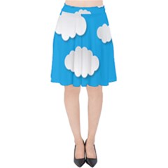 Clouds Sky Background Comic Velvet High Waist Skirt by BangZart