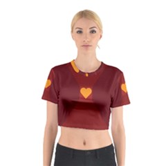 Heart Red Yellow Love Card Design Cotton Crop Top by BangZart