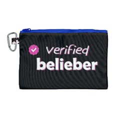 Verified Belieber Canvas Cosmetic Bag (large) by Valentinaart