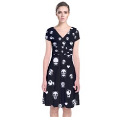 Panda Pattern Short Sleeve Front Wrap Dress by Valentinaart