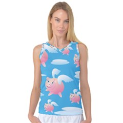 Flying Piggys Pattern Women s Basketball Tank Top by Bigfootshirtshop