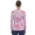 Pigs And Flowers V-Neck Long Sleeve Top View2