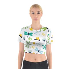 Busy Dragonflies Cotton Crop Top by Bigfootshirtshop