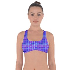 Background Mosaic Purple Blue Got No Strings Sports Bra by Celenk