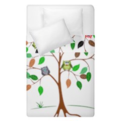 Tree Root Leaves Owls Green Brown Duvet Cover Double Side (single Size) by Celenk