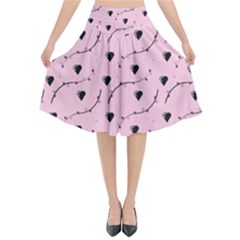 Love Hearth Pink Pattern Flared Midi Skirt by Celenk