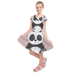 Cute Panda Kids  Short Sleeve Dress by Valentinaart