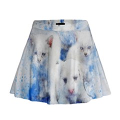 Dog Cats Pet Art Abstract Mini Flare Skirt by Celenk