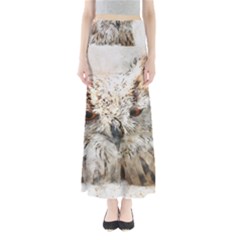 Bird Owl Animal Art Abstract Full Length Maxi Skirt by Celenk