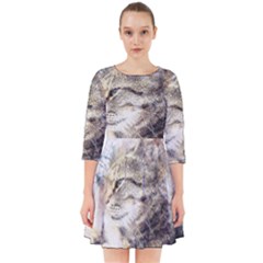 Cat Animal Art Abstract Watercolor Smock Dress by Celenk