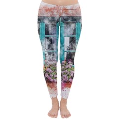 Window Flowers Nature Art Abstract Classic Winter Leggings by Celenk