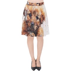 Dog Puppy Animal Art Abstract Velvet High Waist Skirt by Celenk