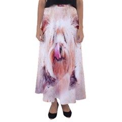 Dog Animal Pet Art Abstract Flared Maxi Skirt by Celenk