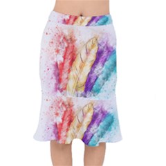 Feathers Bird Animal Art Abstract Mermaid Skirt by Celenk