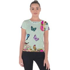 Whimsical Shabby Chic Collage Short Sleeve Sports Top  by NouveauDesign
