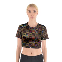 Kaleidoscope Pattern Abstract Art Cotton Crop Top by Celenk