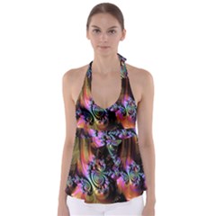 Fractal Colorful Background Babydoll Tankini Top by Celenk