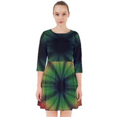 Sunflower Digital Flower Black Hole Smock Dress by Celenk