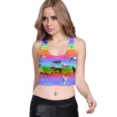 Horses In Rainbow Racer Back Crop Top by CosmicEsoteric