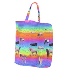 Horses In Rainbow Giant Grocery Zipper Tote by CosmicEsoteric