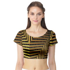 Modern Art Sculpture Architecture Short Sleeve Crop Top by Celenk