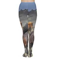 Horses Stampede Nature Running Women s Tights by Celenk