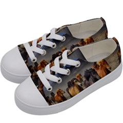 Horses Stampede Nature Running Kids  Low Top Canvas Sneakers by Celenk