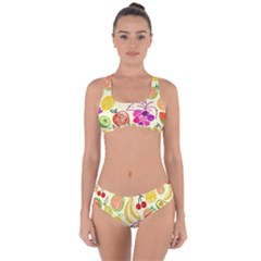 Cute Fruits Pattern Criss Cross Bikini Set by paulaoliveiradesign