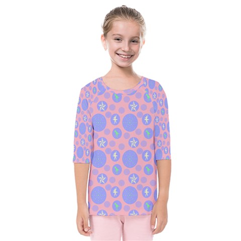 Pink Retro Dots Kids  Quarter Sleeve Raglan Tee by snowwhitegirl