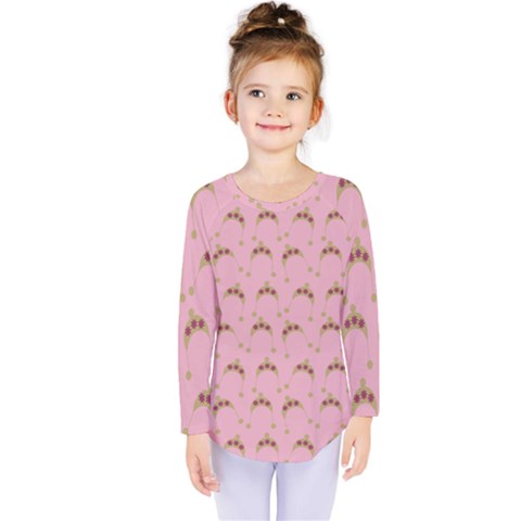 Pink Beige Hats Kids  Long Sleeve Tee by snowwhitegirl