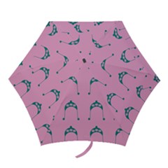 Pink Flower Teal Hat Mini Folding Umbrellas by snowwhitegirl