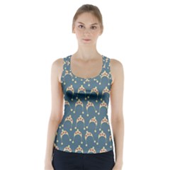 Teal Beige Hats Racer Back Sports Top by snowwhitegirl