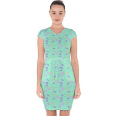 Mint Heart Cherries Capsleeve Drawstring Dress  by snowwhitegirl