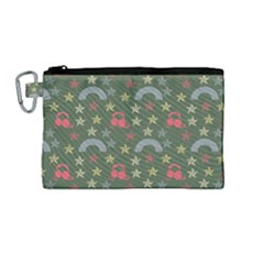 Music Stars Grass Green Canvas Cosmetic Bag (medium) by snowwhitegirl